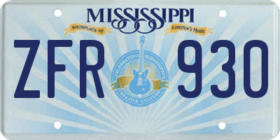 MS license plate ZFR930