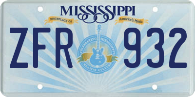 MS license plate ZFR932