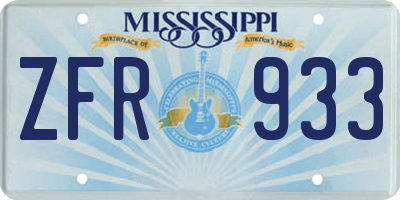 MS license plate ZFR933