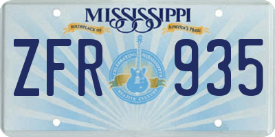 MS license plate ZFR935