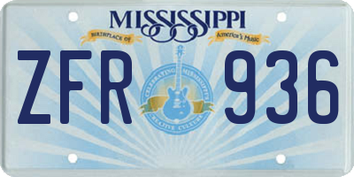 MS license plate ZFR936