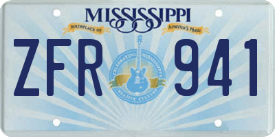 MS license plate ZFR941