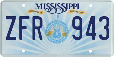 MS license plate ZFR943