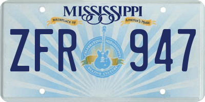 MS license plate ZFR947