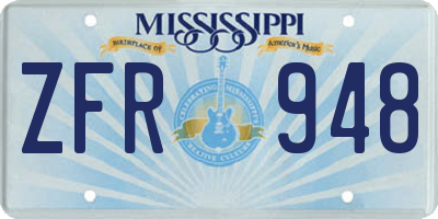 MS license plate ZFR948