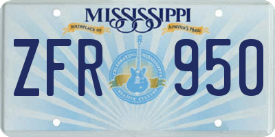 MS license plate ZFR950
