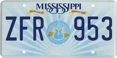 MS license plate ZFR953