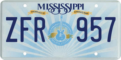 MS license plate ZFR957