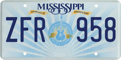 MS license plate ZFR958