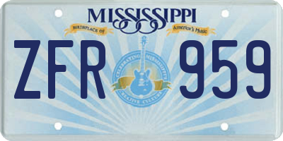 MS license plate ZFR959