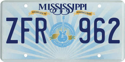 MS license plate ZFR962