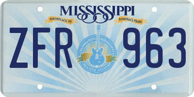 MS license plate ZFR963