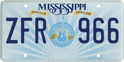 MS license plate ZFR966
