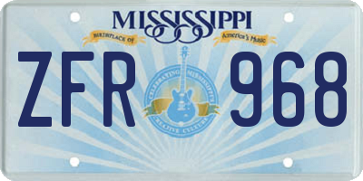 MS license plate ZFR968