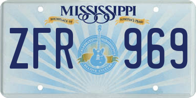 MS license plate ZFR969