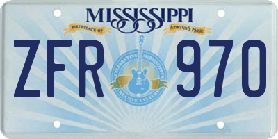 MS license plate ZFR970