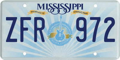 MS license plate ZFR972