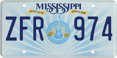 MS license plate ZFR974
