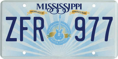 MS license plate ZFR977