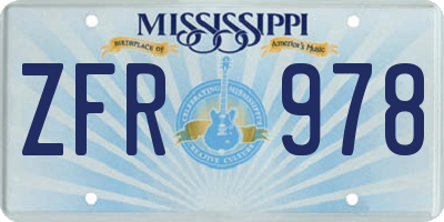 MS license plate ZFR978