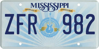MS license plate ZFR982