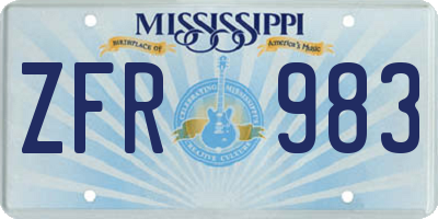 MS license plate ZFR983