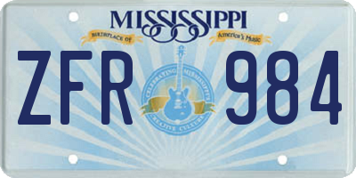 MS license plate ZFR984