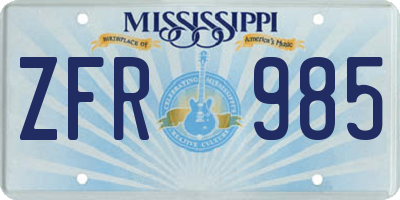 MS license plate ZFR985