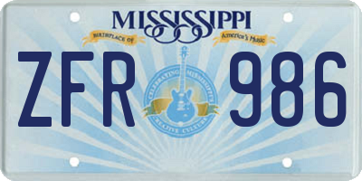 MS license plate ZFR986