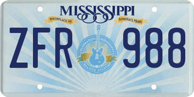 MS license plate ZFR988