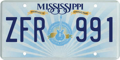 MS license plate ZFR991