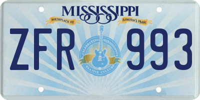 MS license plate ZFR993