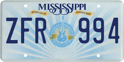 MS license plate ZFR994