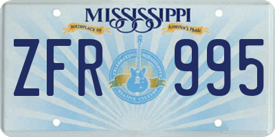 MS license plate ZFR995