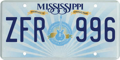 MS license plate ZFR996