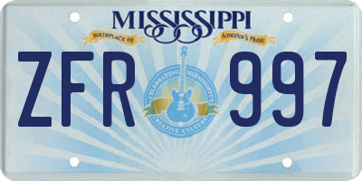 MS license plate ZFR997