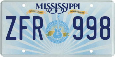 MS license plate ZFR998