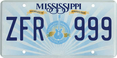 MS license plate ZFR999