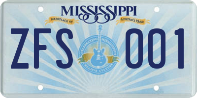 MS license plate ZFS001