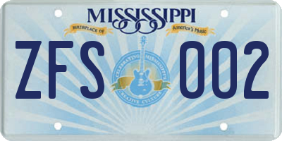 MS license plate ZFS002