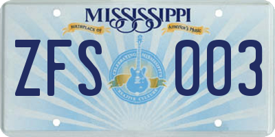 MS license plate ZFS003