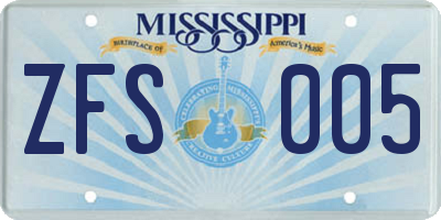 MS license plate ZFS005