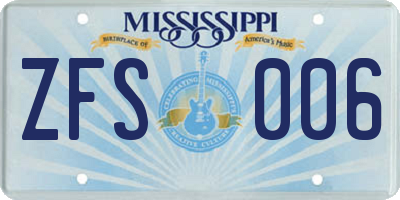 MS license plate ZFS006