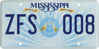 MS license plate ZFS008