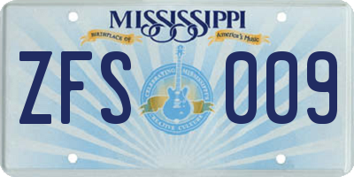 MS license plate ZFS009