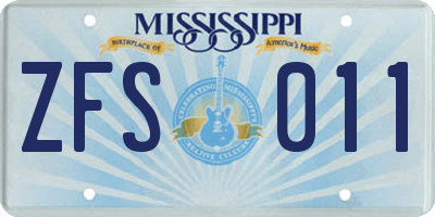 MS license plate ZFS011