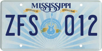 MS license plate ZFS012