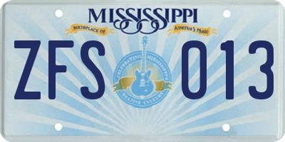 MS license plate ZFS013