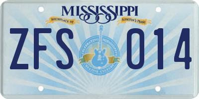 MS license plate ZFS014