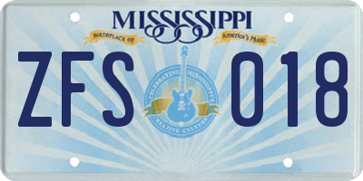 MS license plate ZFS018